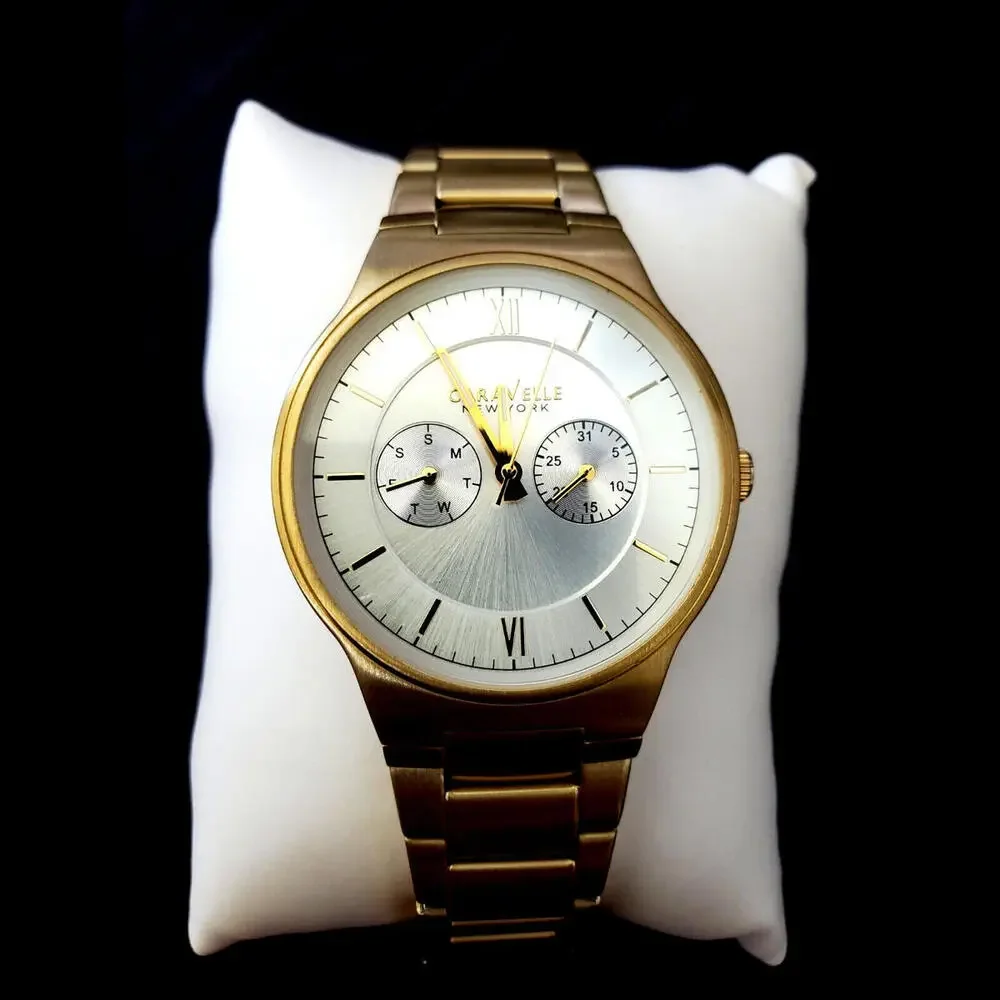 Caravelle Bulova Men's Day‎ Date Dress Watch Sunburst Dial